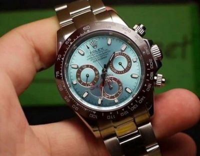 Rolex Daytona Replica Watch SS Ice Blue Dial / Brown Ceramic Bezel 40mm